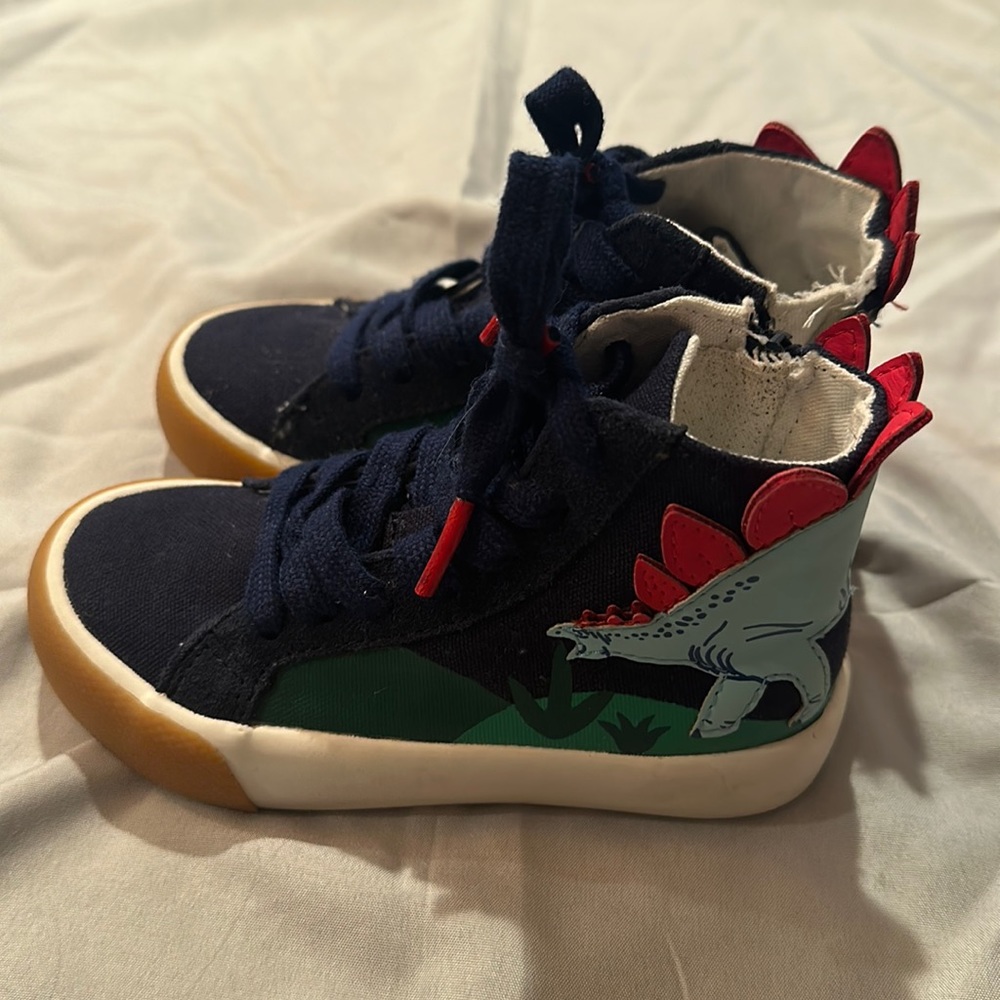 Mini Boden Boys High Top Canvas Sneakers Shoes Dinosaur size 25/8US